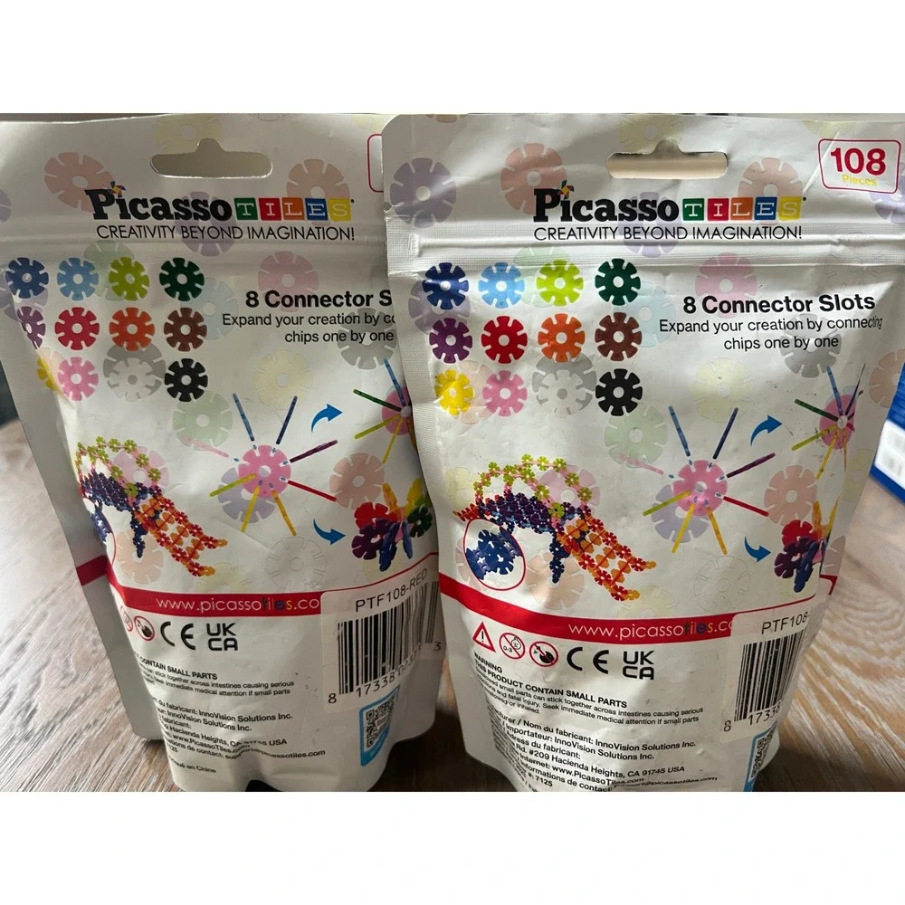 PicassoTiles Interlocking Building Chips 108 Piece Bags Set of 2 Multicolor